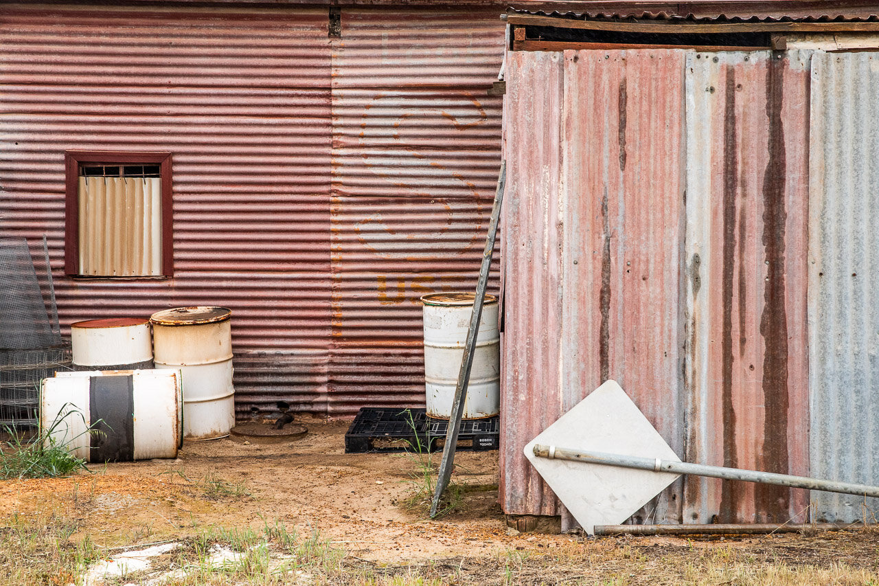 Textures and patterns in the back streets of Wubin in the Golden Outback of WA