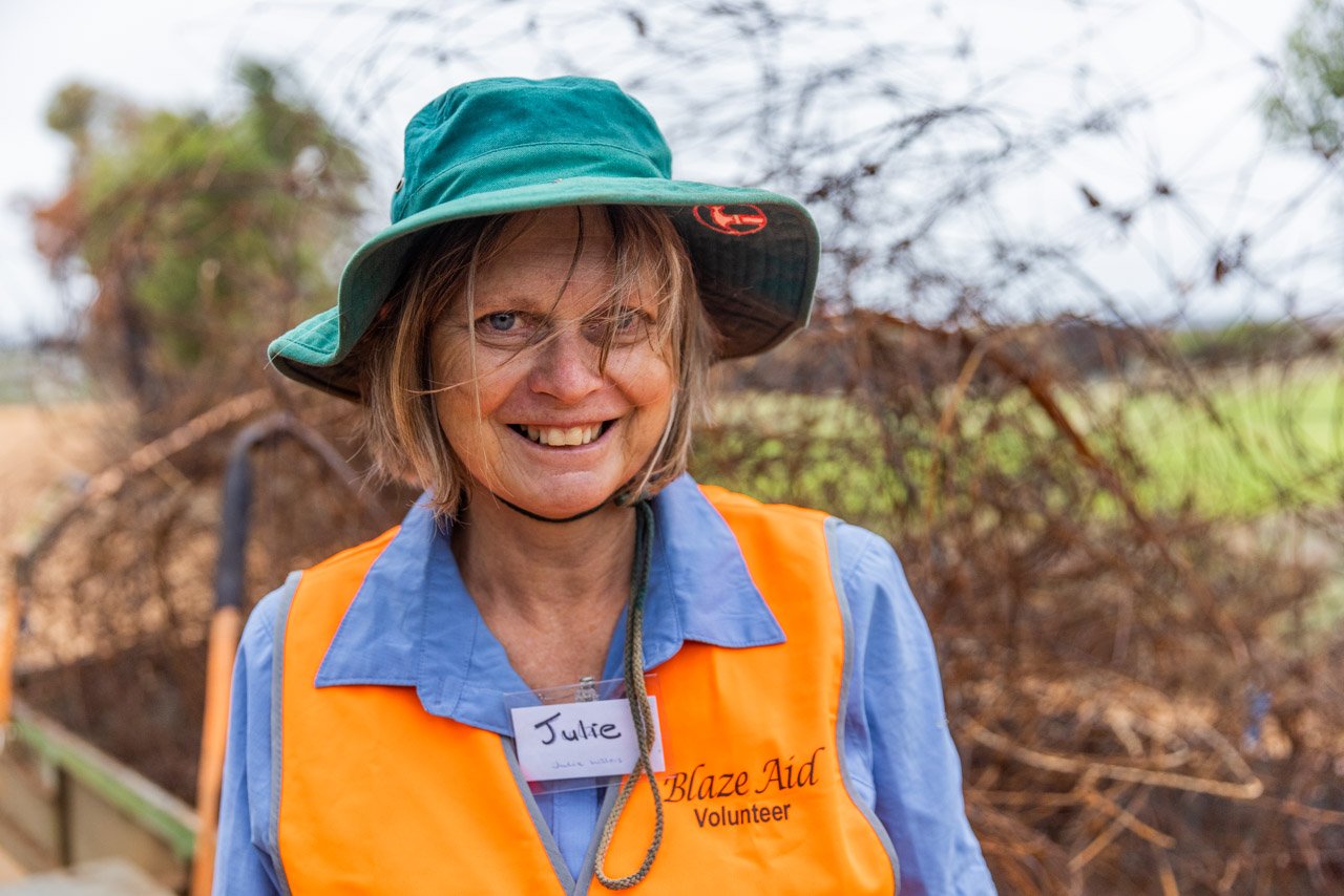 Nurse Julie wanted to volunteer with BlazeAid and was happy to hear that she would be welcomed into the team