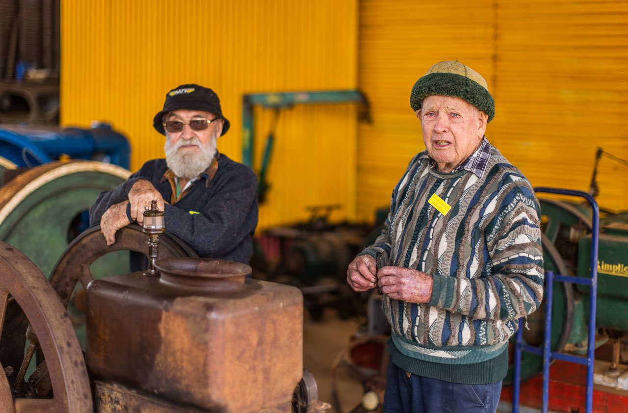 Two old blokes at the Men's Shed