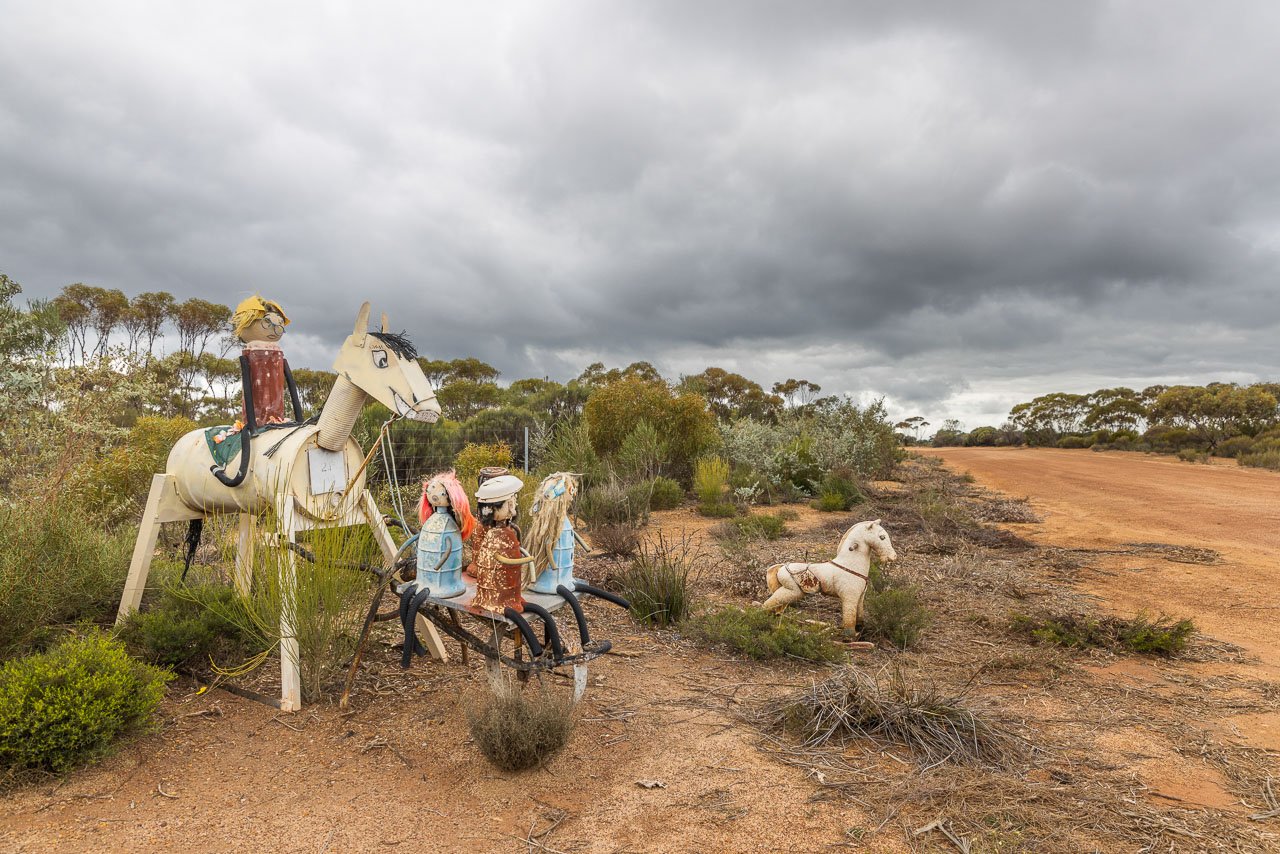 A selection of sculptures on Kulin's Tin Horse Highway