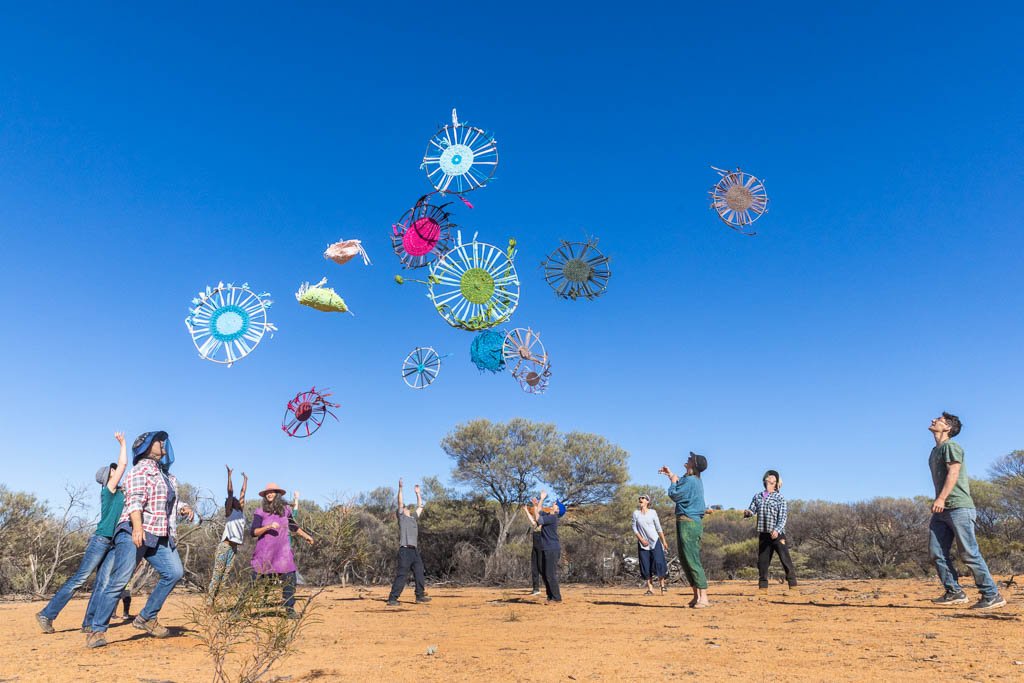 The participants celebrating their joyful week on the Reclaim the Void camp in the Goldfields