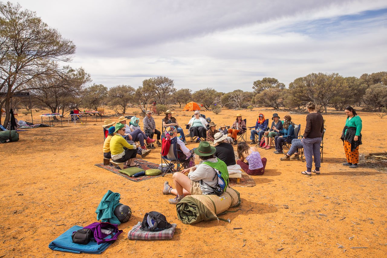 Yarning around the circle at the Reclaim the Void camp