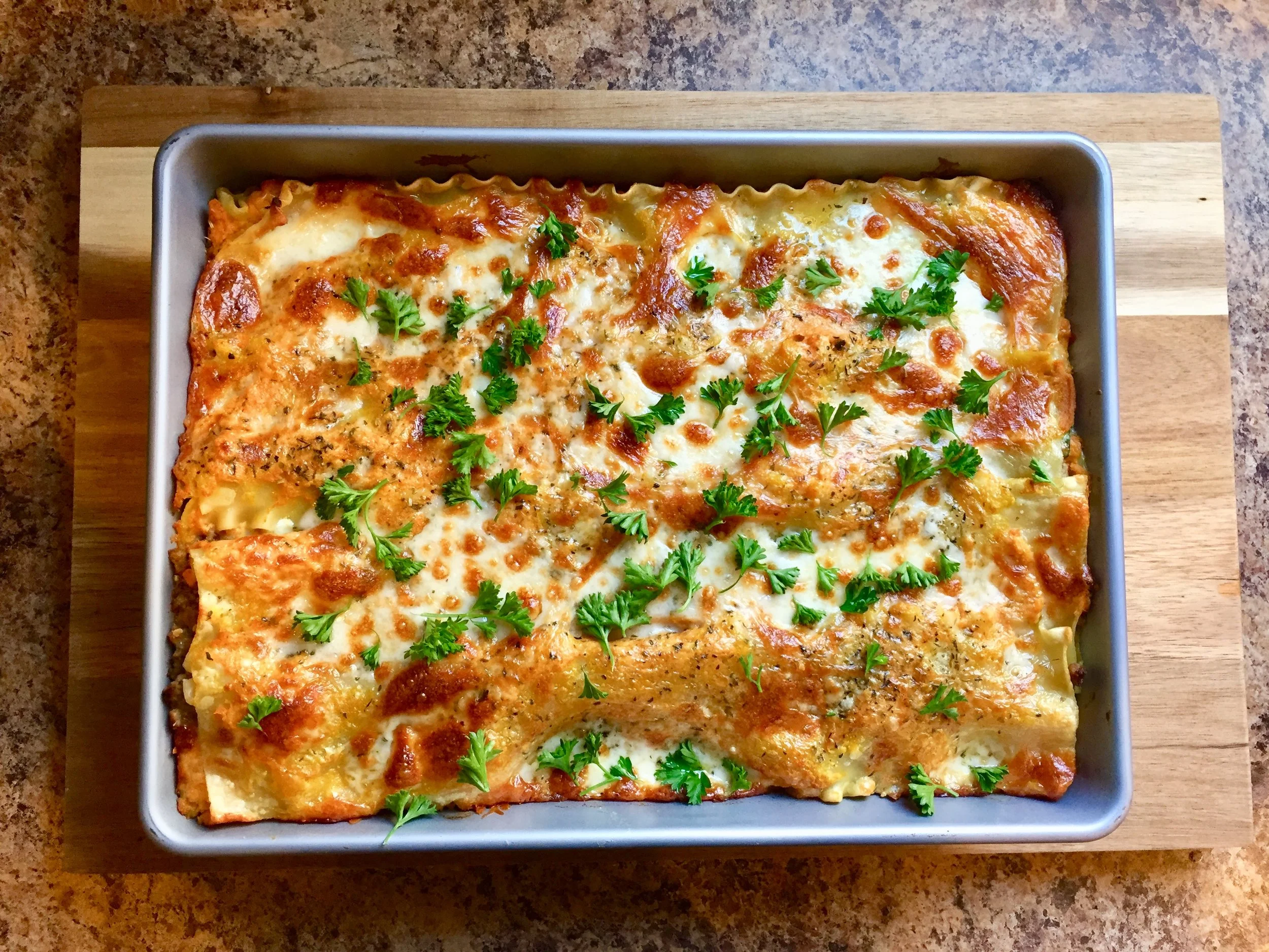 Pumpkin, Spinach, and Apple Turkey Sausage Lasagna