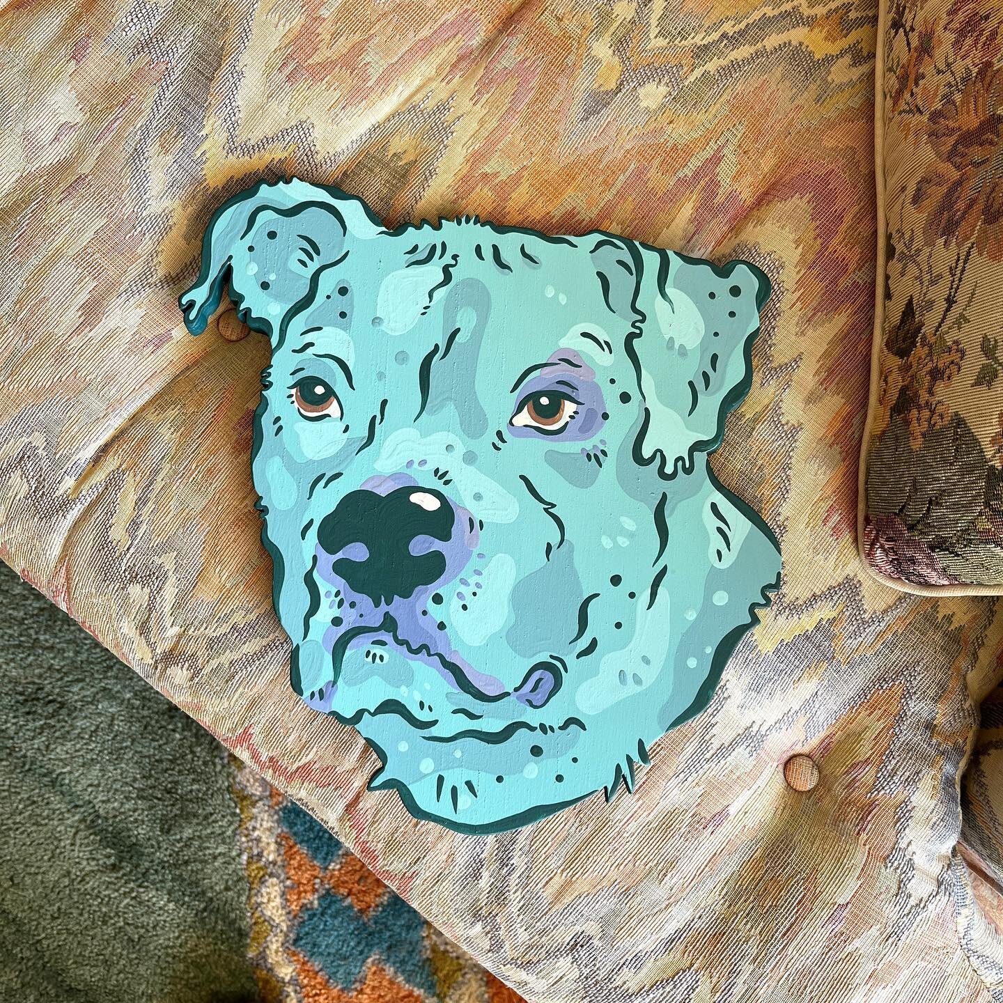 Handsome pup Shiner 🌸
painted woodcut 
thanks @whyareweticklish !🌞🎠