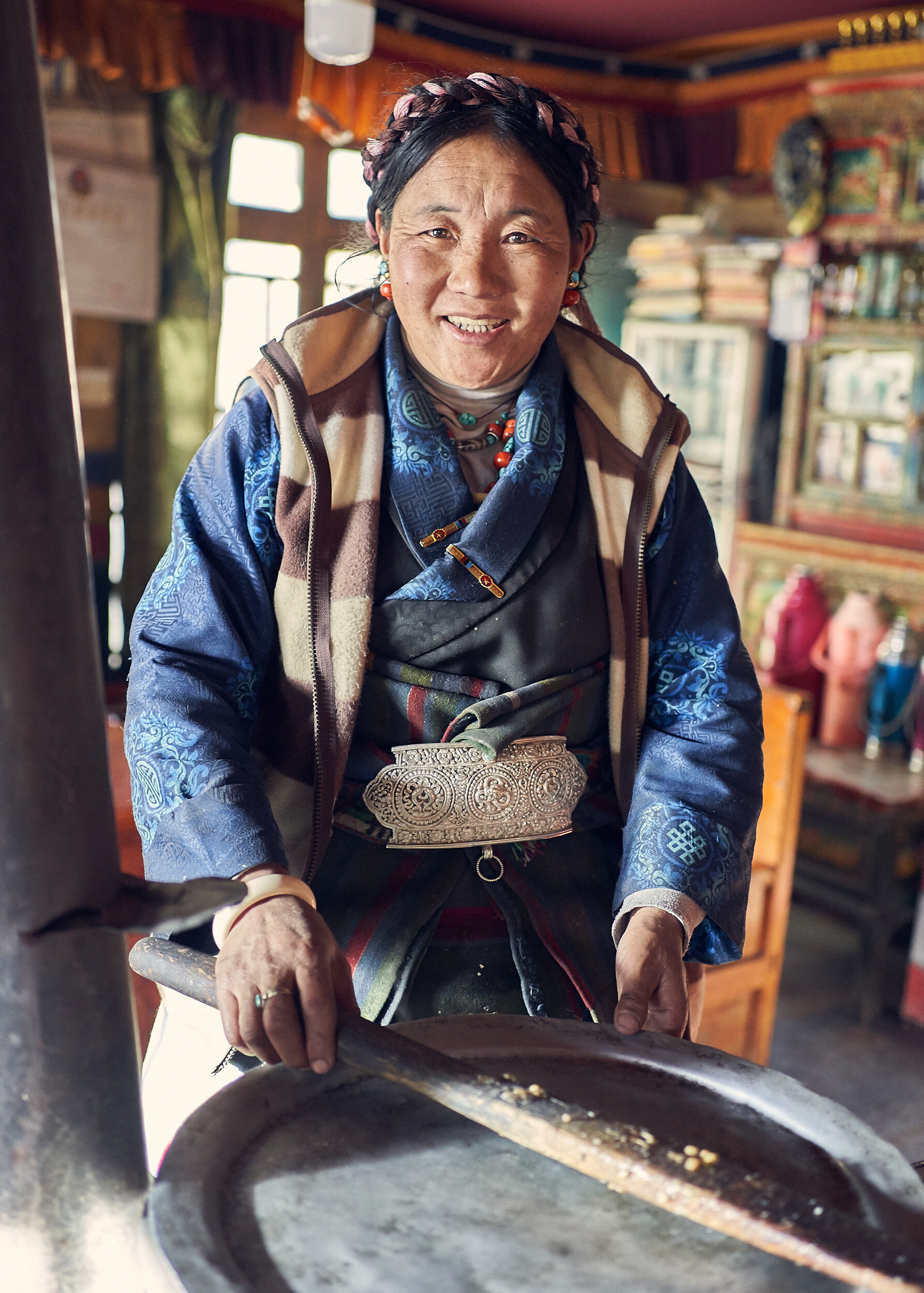 Tibet lady cooking