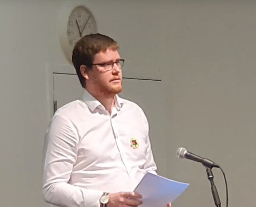 Luke Hart speaking in February at White Ribbon Conference 2019