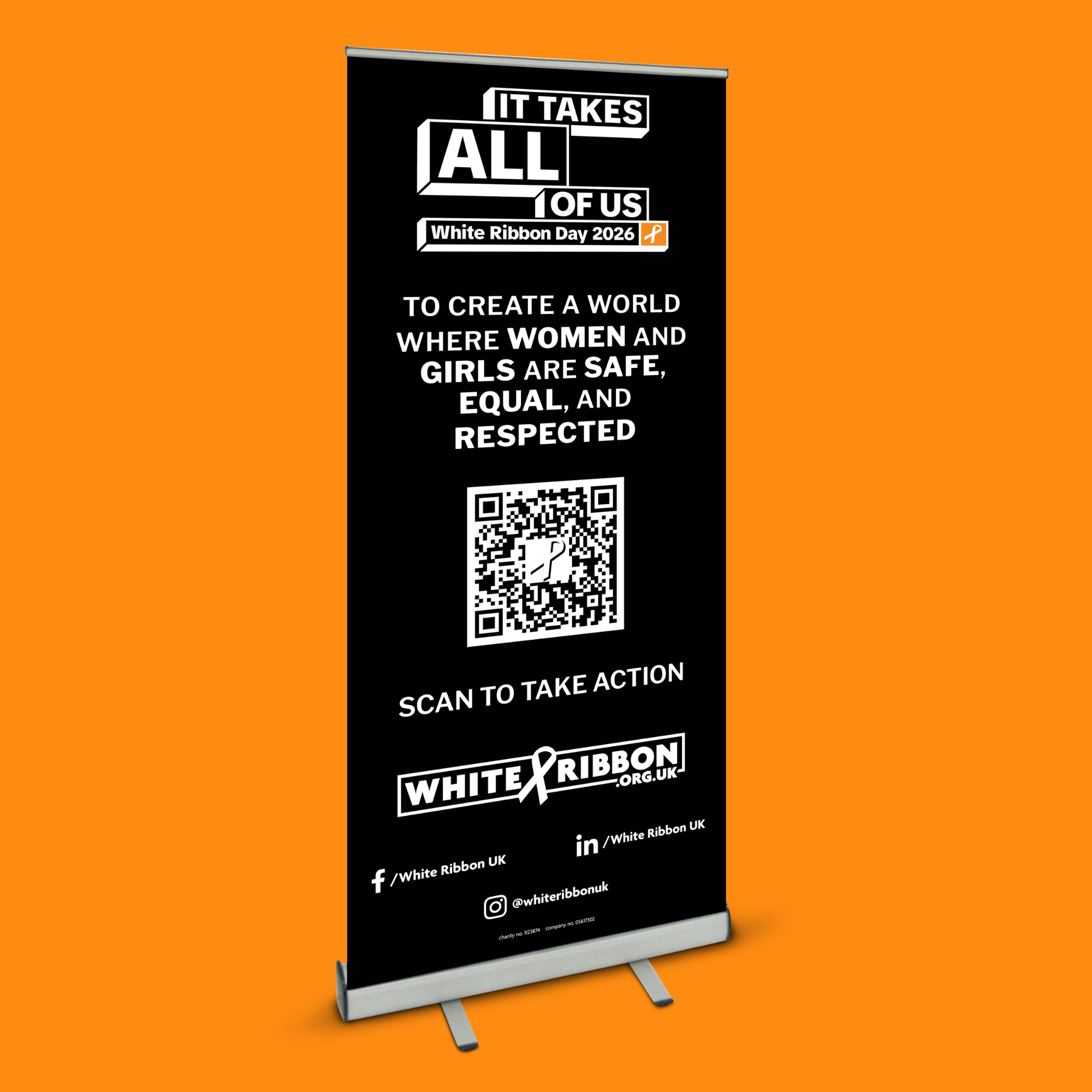 IT TAKES ALL OF US - White Ribbon Day 2026 theme Pull Up Banner