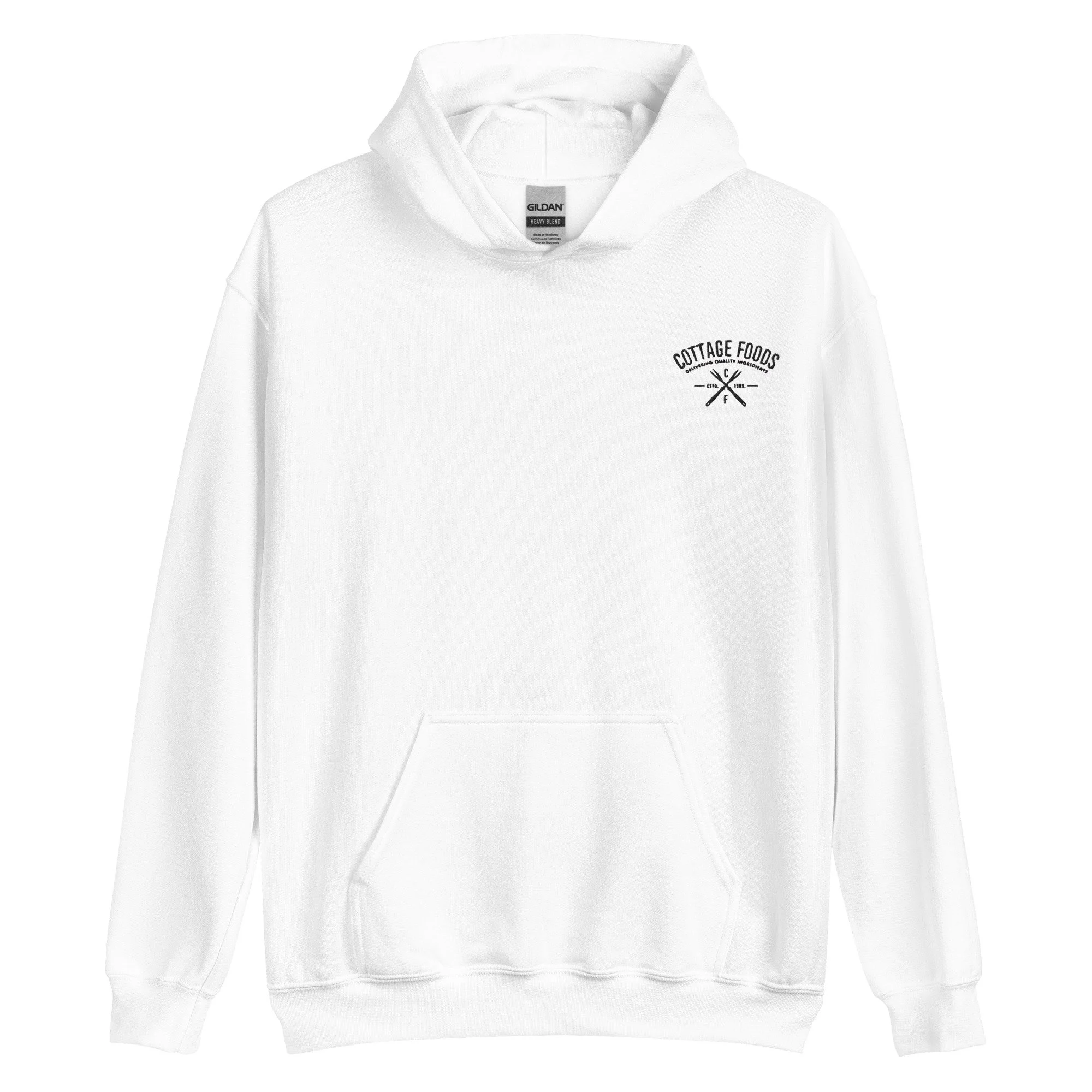 Cosy, white chef life hoodie by cottage foods