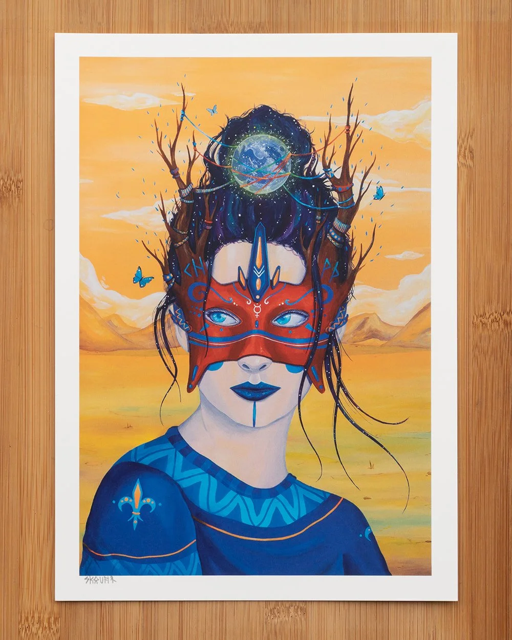 Full view of “The Divine Feminine” art print by Skount, showcasing symbolic feminine energy and intricate details.