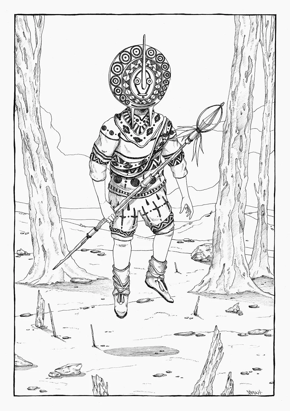 Wisdom elevation, original painting drawing by the artist Skount