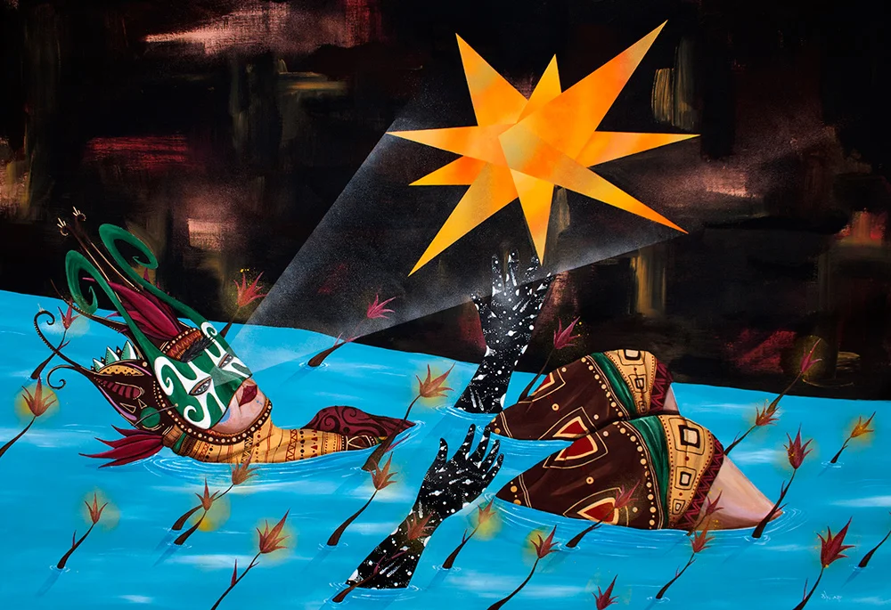 SUBMERGED PROJECTIONS , ACRYLIC AND ENAMEL ON LINEN CANVAS, 140 X 95 CM. 2015