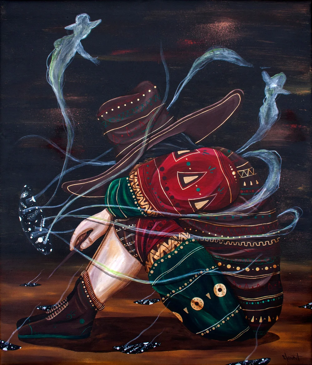 MULTI UNIVERSE, ACRYLIC AND ENAMEL ON LINEN CANVAS, 60 X 70 CM. 2015