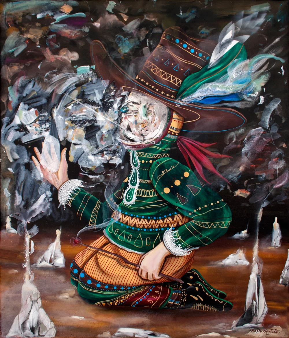 DIFFUSE IDENTITY, COLLABORATION (LAGUNA), ACRYLIC AND OIL ON LINEN CANVAS, 60 X 70 CM. 2015