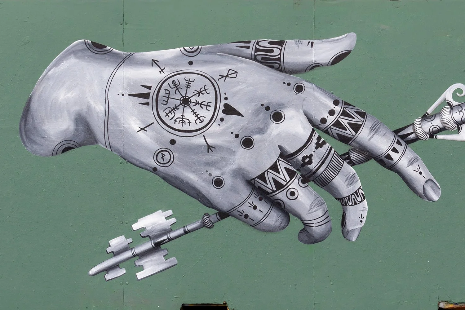 Offering mural by Skount, hand detail