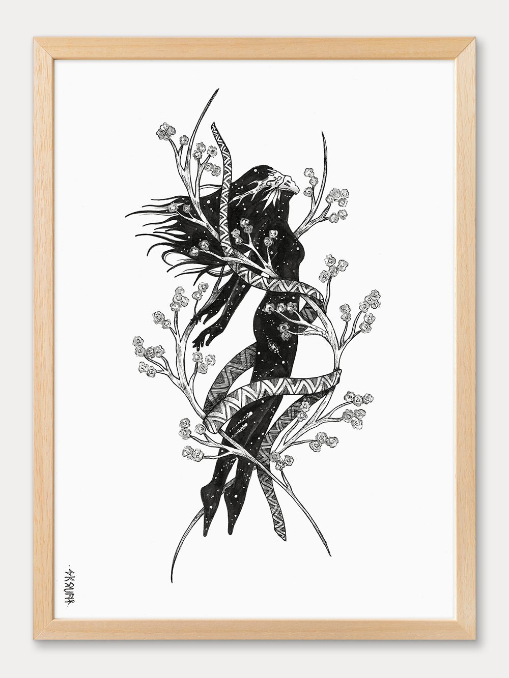 Helix original ink drawing by Skount displayed as collectible artwork on paper