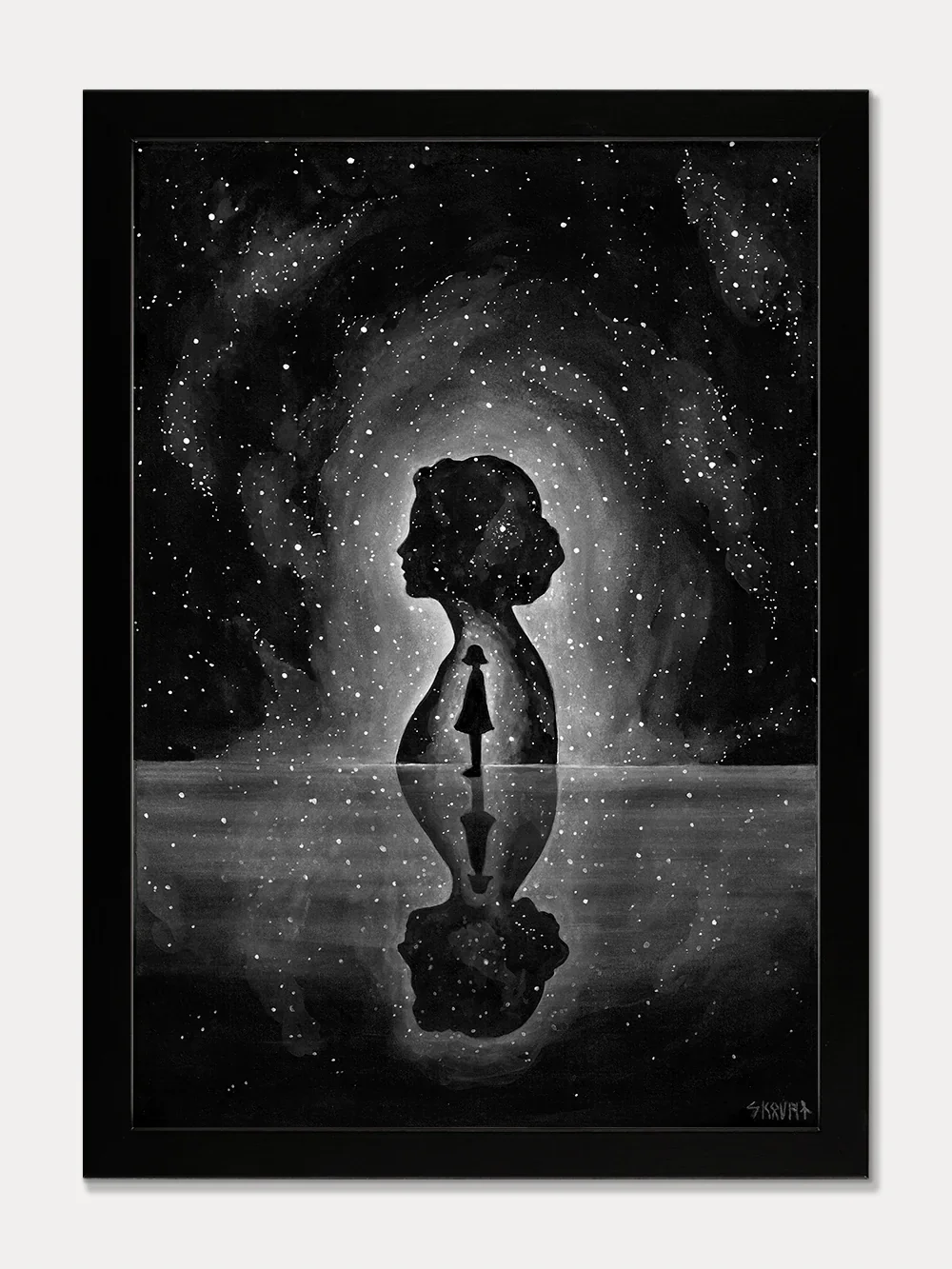 The Fertile Void framed and displayed in a contemporary interior, emphasizing its introspective and cosmic atmosphere