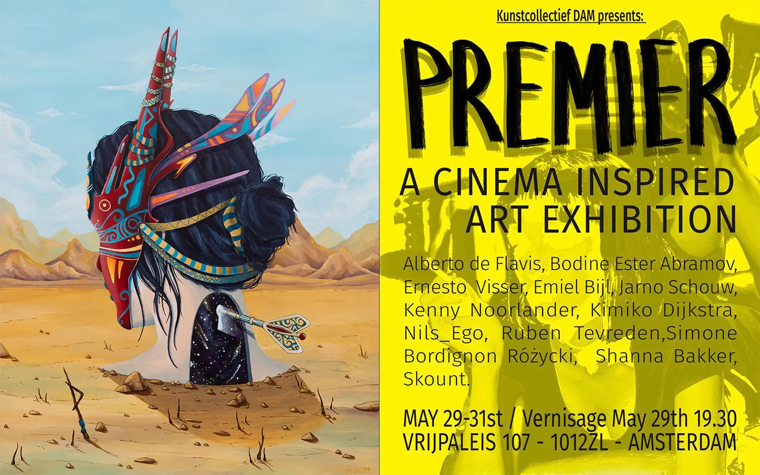 Contemporary art exhibition PREMIER in Amsterdam inspired by cinema, symbolism, and emotional transformation