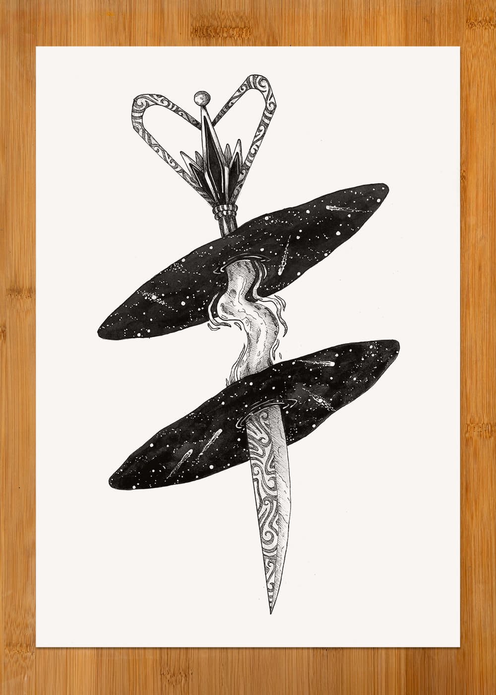 Original ink drawing The Sharp Threshold by Skount