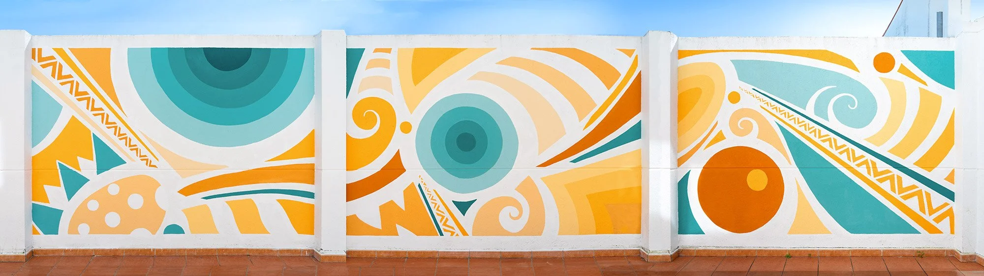 Geometric Nature mural artwork by Skount in Galicia, Spain
