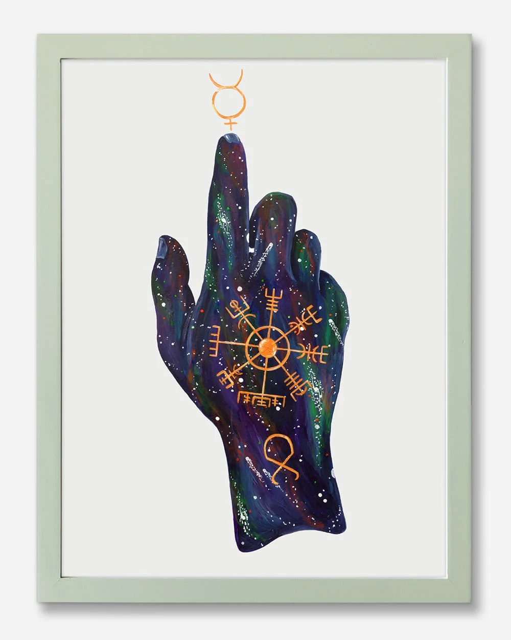 Framed view of Vegvísir: The Wayfinder, blending alchemy, spirituality, and Nordic symbolism.