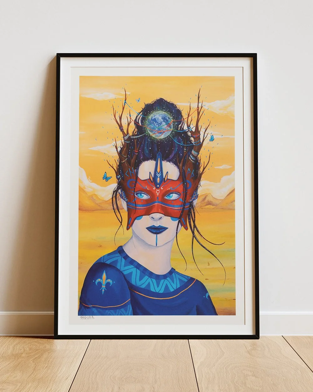 Framed “The Divine Feminine” art print by Skount, ready to hang as contemporary wall art for home decor.