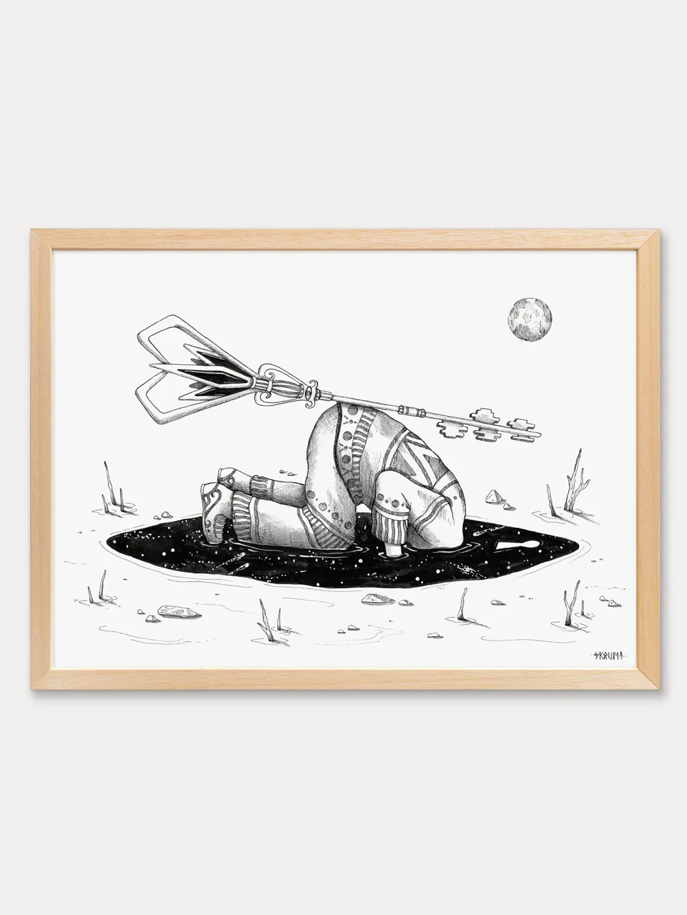 sSearching A New Path framed and displayed in a contemporary interior, emphasizing its introspective atmosphere