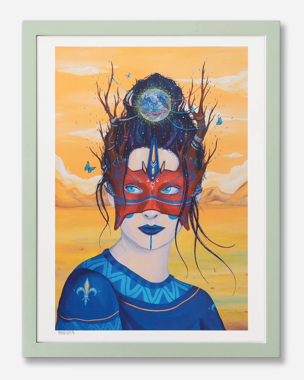 “The Divine Feminine” limited edition print by Skount showcased on display, ideal for collectors and art lovers.