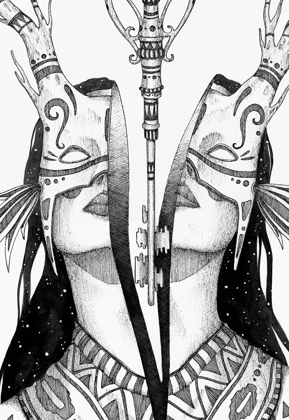 The Mind key by Skount. Drawing detail