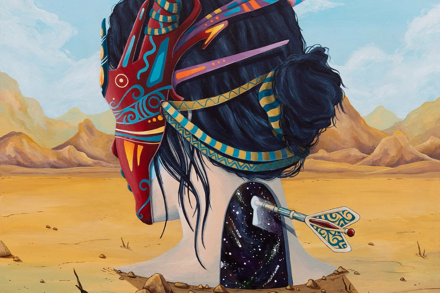 Detail of Unlocking, a symbolic painting by Skount exploring inner awakening and conscious choice