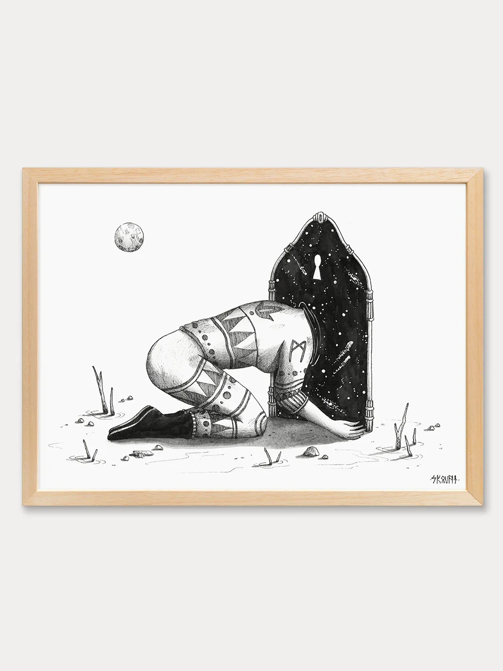 Surreal artwork Beyond the Threshold depicting transformation and the journey into the unknown through cosmic symbolism