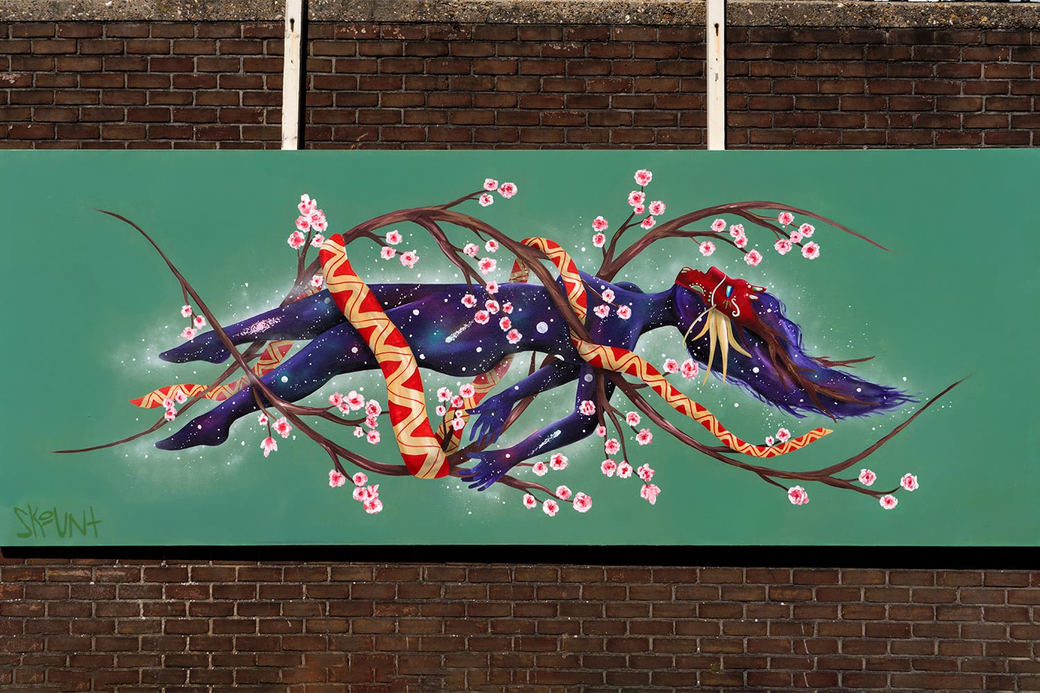 mural by Skount integrated into the urban landscape of Amsterdam as a public art installation