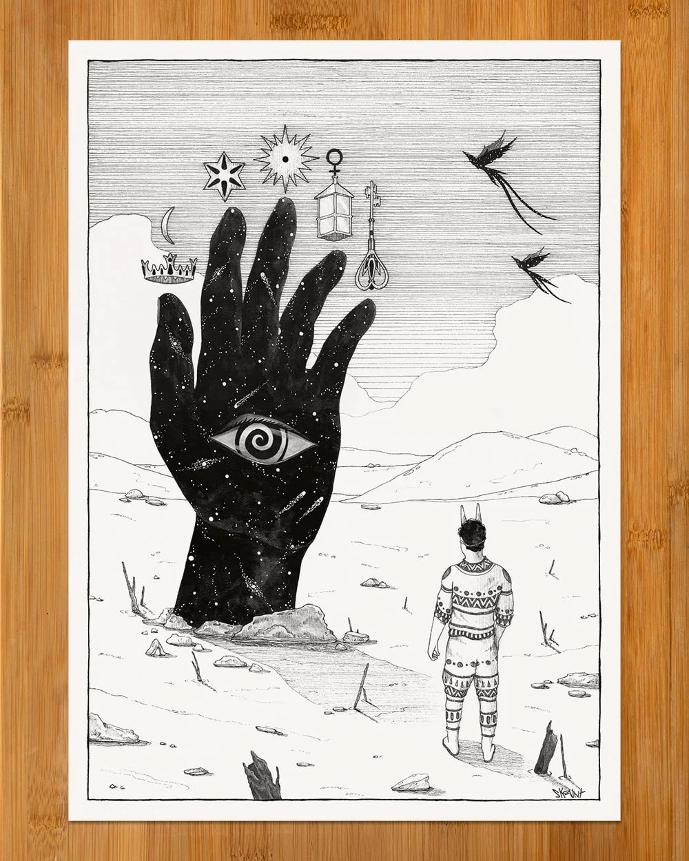 In Drawing In Search of Inner Wisdom by Skount – symbolic artwork representing inner exploration, intuition, and personal growth.