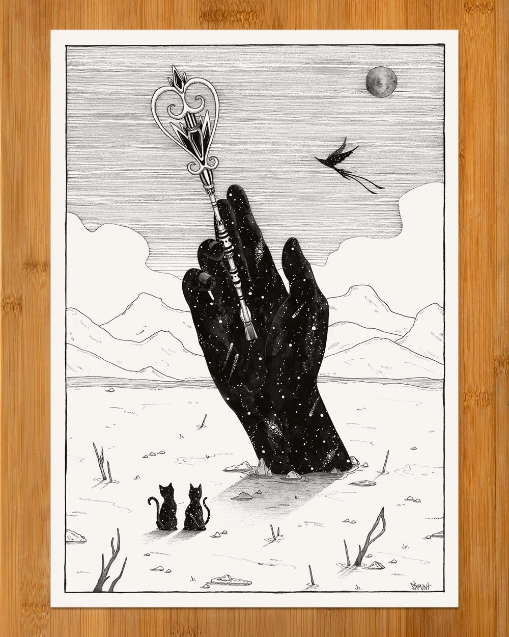 Full composition of Skount’s illustration ‘Access to the Inner Knowledge,’ representing introspection and the unlocking of inner wisdom