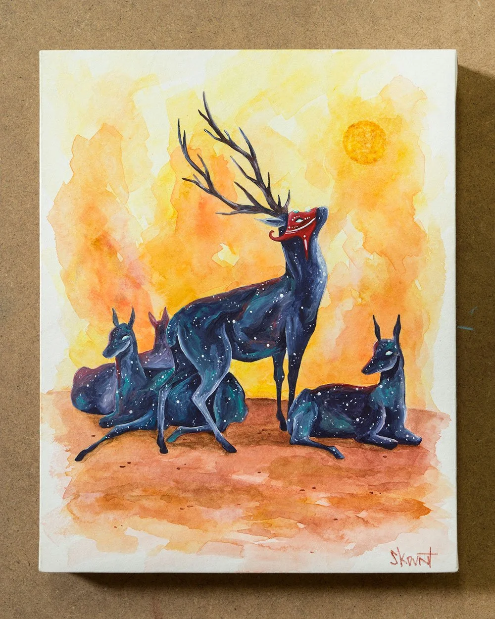 Watercolor painting of Nara’s sacred deer by Skount