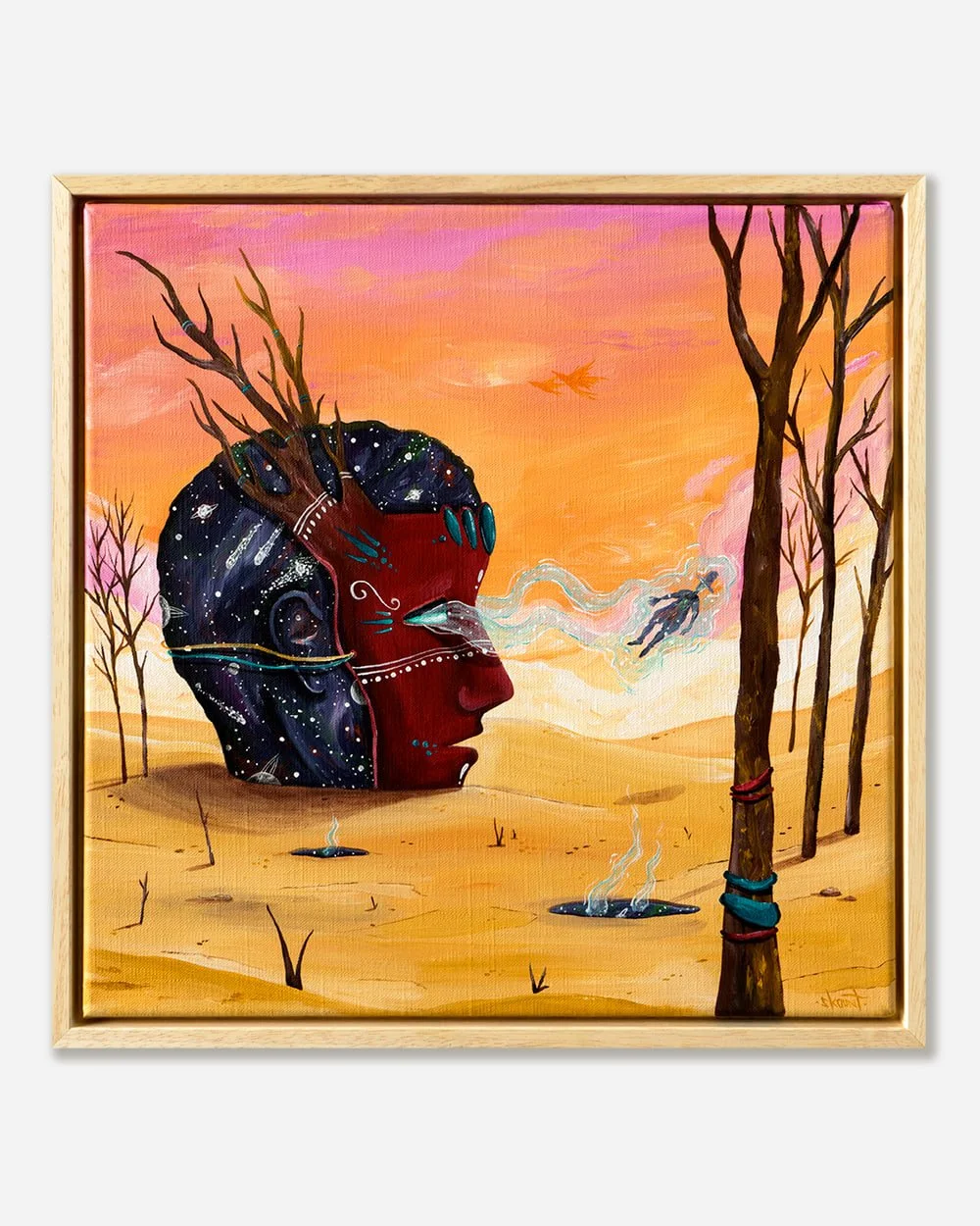 he Time Consciousness, painting by Skount, emphasizing cosmic motifs and symbolic representation of memory and consciousness.
