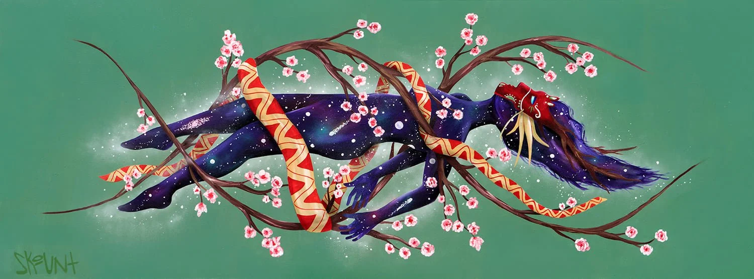 Helix mural artwork exploring resilience and transformation through spiral form