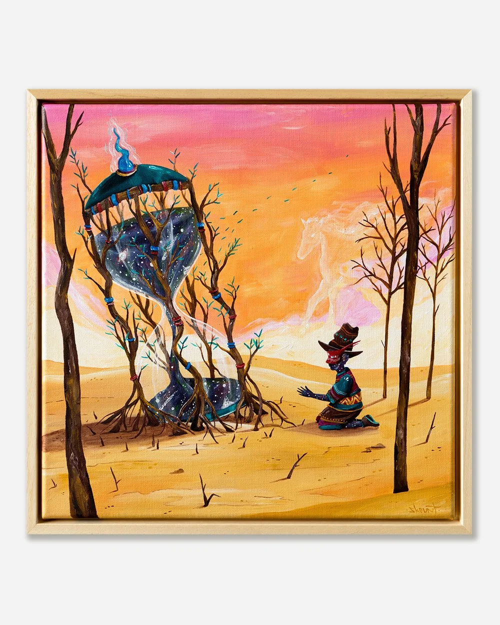 The Endless Transience of Time, painting by Skount Art, showcasing cosmic motifs and surreal time symbolism.