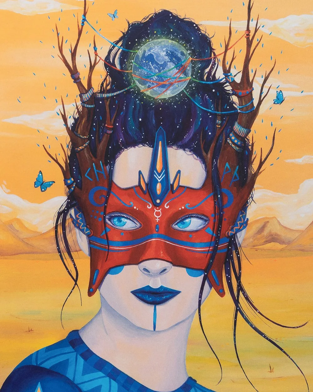 Close-up detail of “The Divine Feminine” art print, showing texture, symbolic elements, and quality.