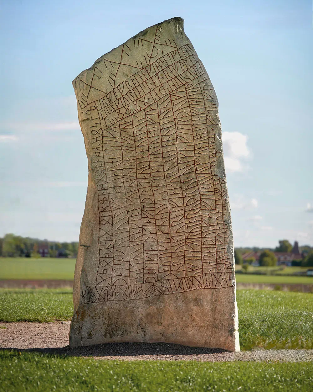 Ancient Viking rune carvings engraved on stone