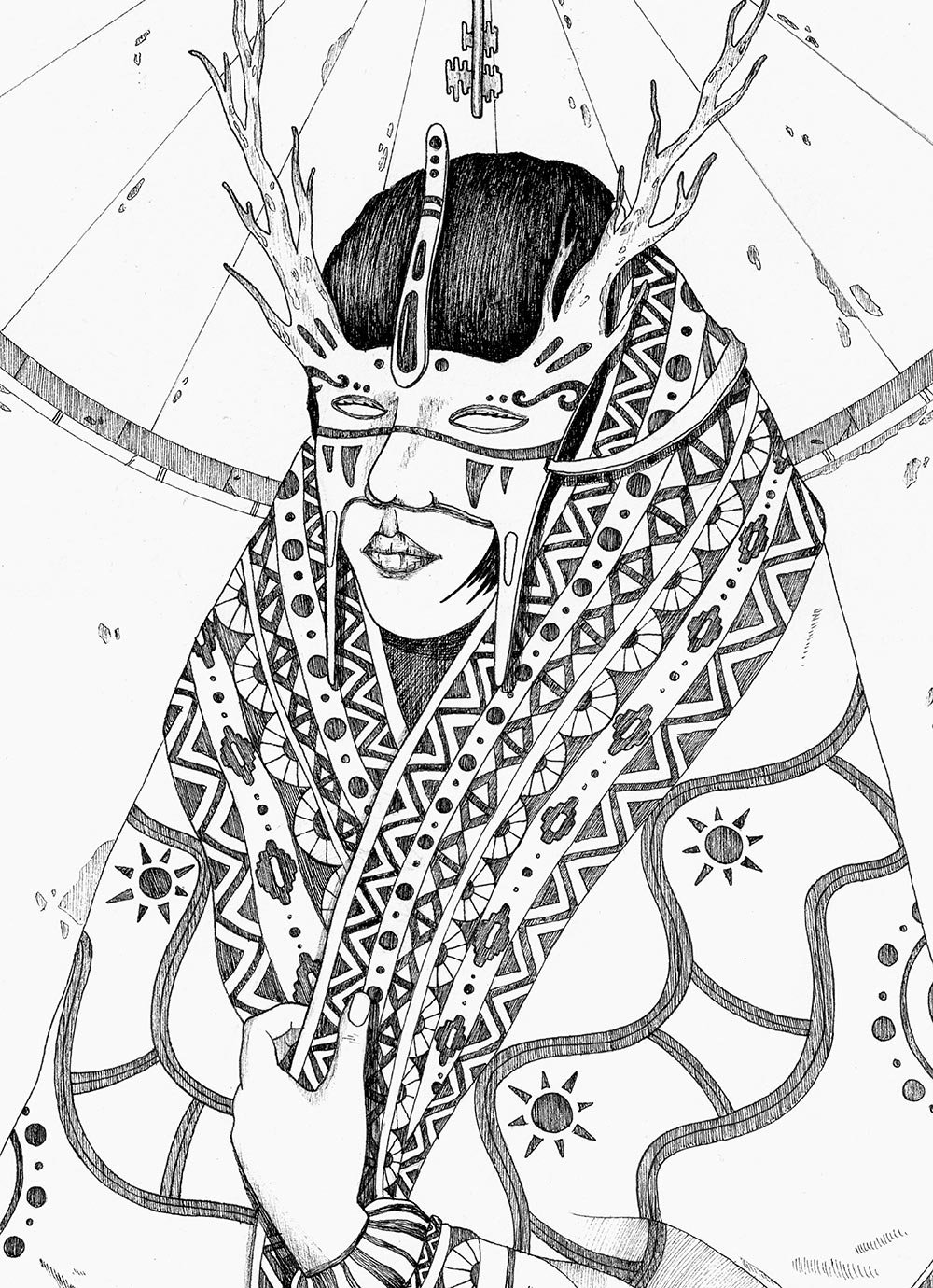 Mistery illustration drawing by Skount. Detail