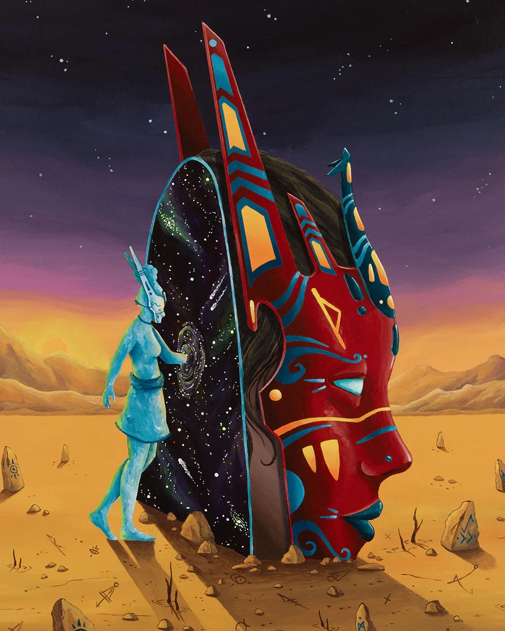 Close-up detail of The Threshold Within featuring cosmic imagery and symbolic elements