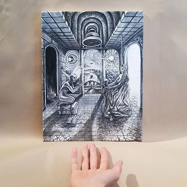 My latest painting, still working out some of the details. It's in acrylic and oil.
