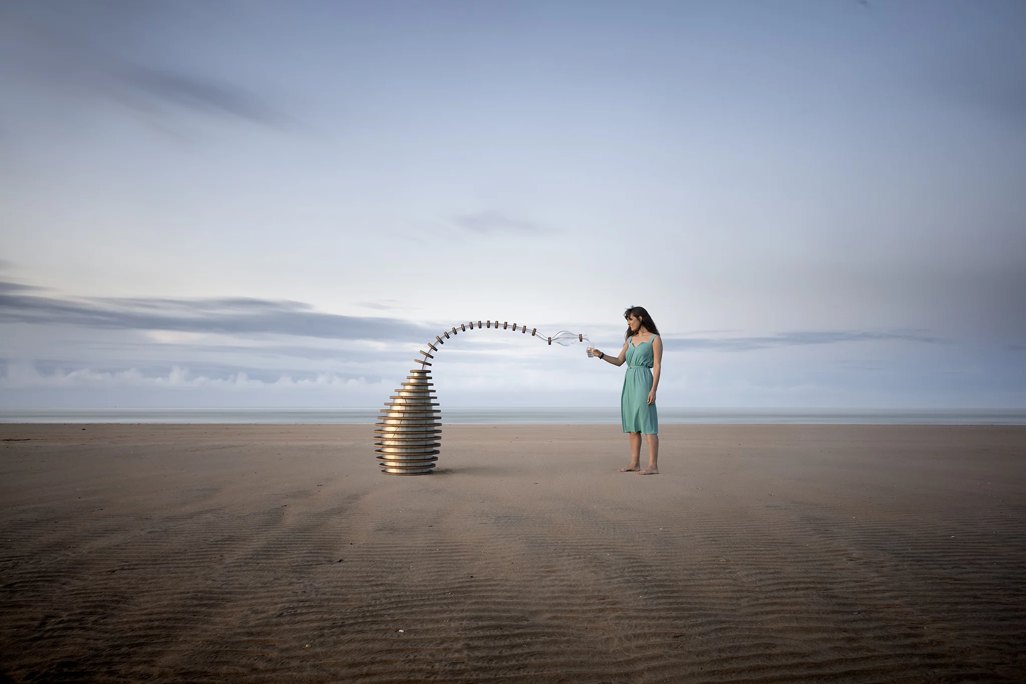 Guineapig Global. A sunrise shoot at Camber Sands with Brighton inventors, Guineapig and their amazing Tropism Well. A reinvention the common water fountain, the Tropism Well gently bows to fill your glass when it senses you approach. It's beautifully elegant and very attentive. See it in action here http://guineapig.global/tropism-well
