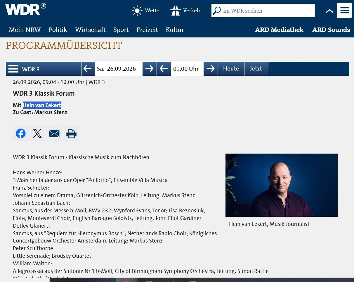 Zu Gast bei WDR 3 Klassikforum