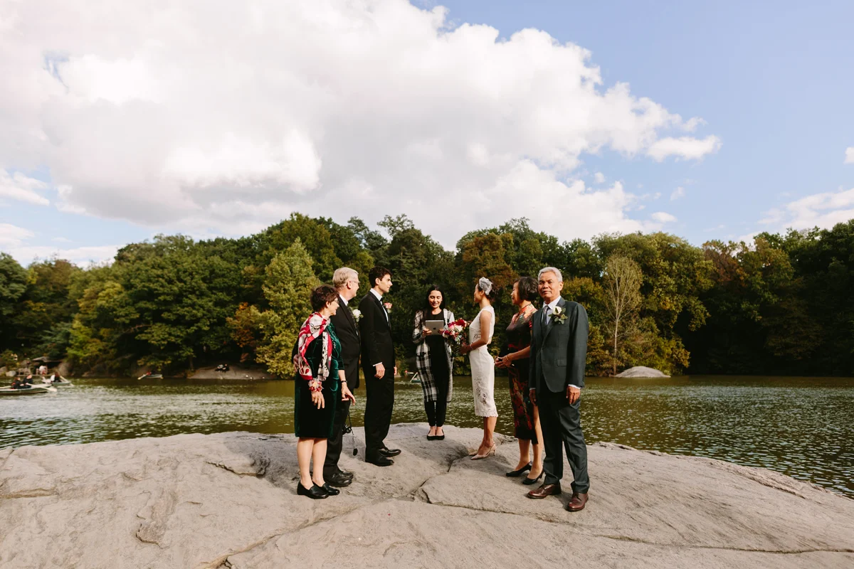 A ceremony in the middle of the lake. Photo by Karen Obrist Photography .