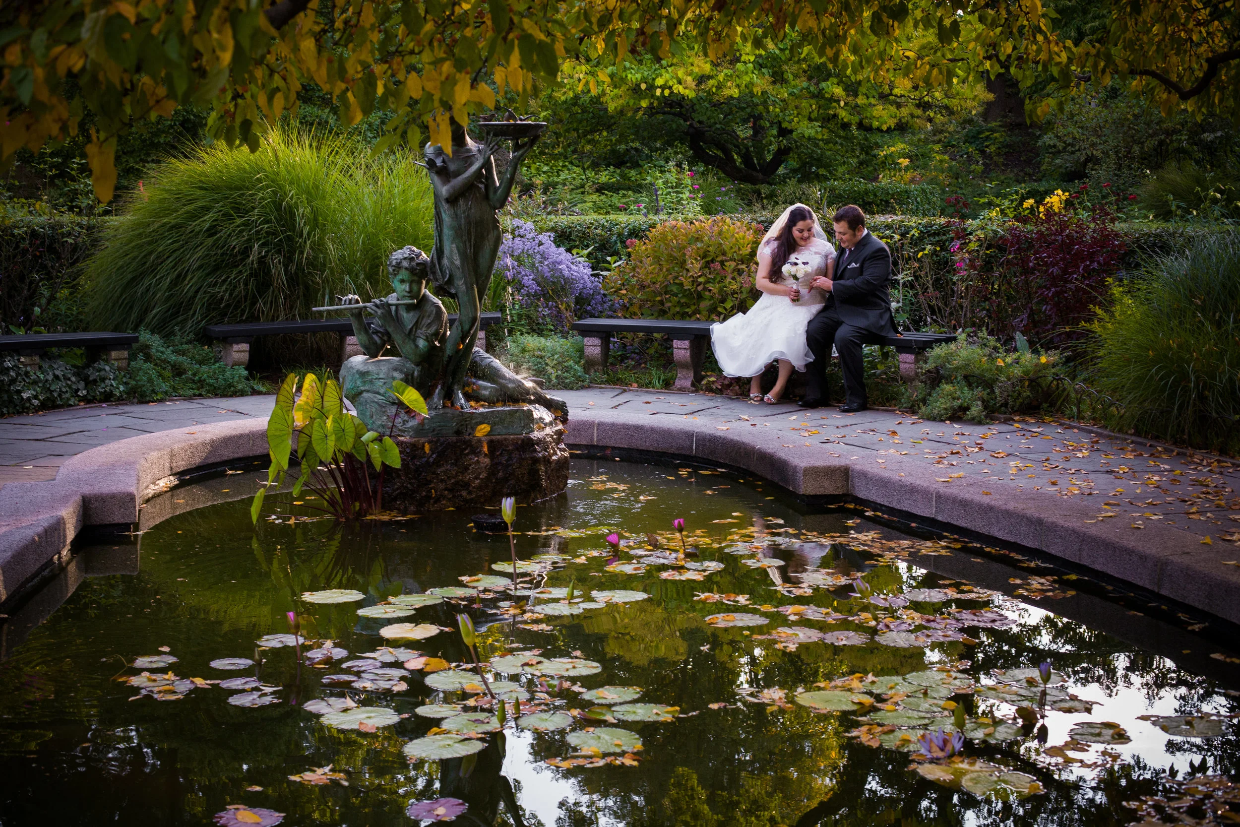 Some snuggles alone by the lily pond, Conservatory Gardens. Photo by Kamila Harris Photography.