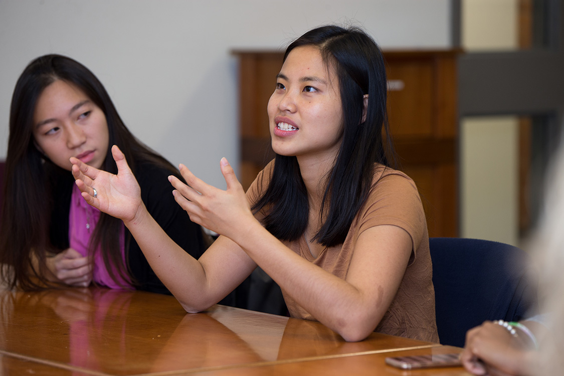 Rebecca Li and Lucie Fan (center)