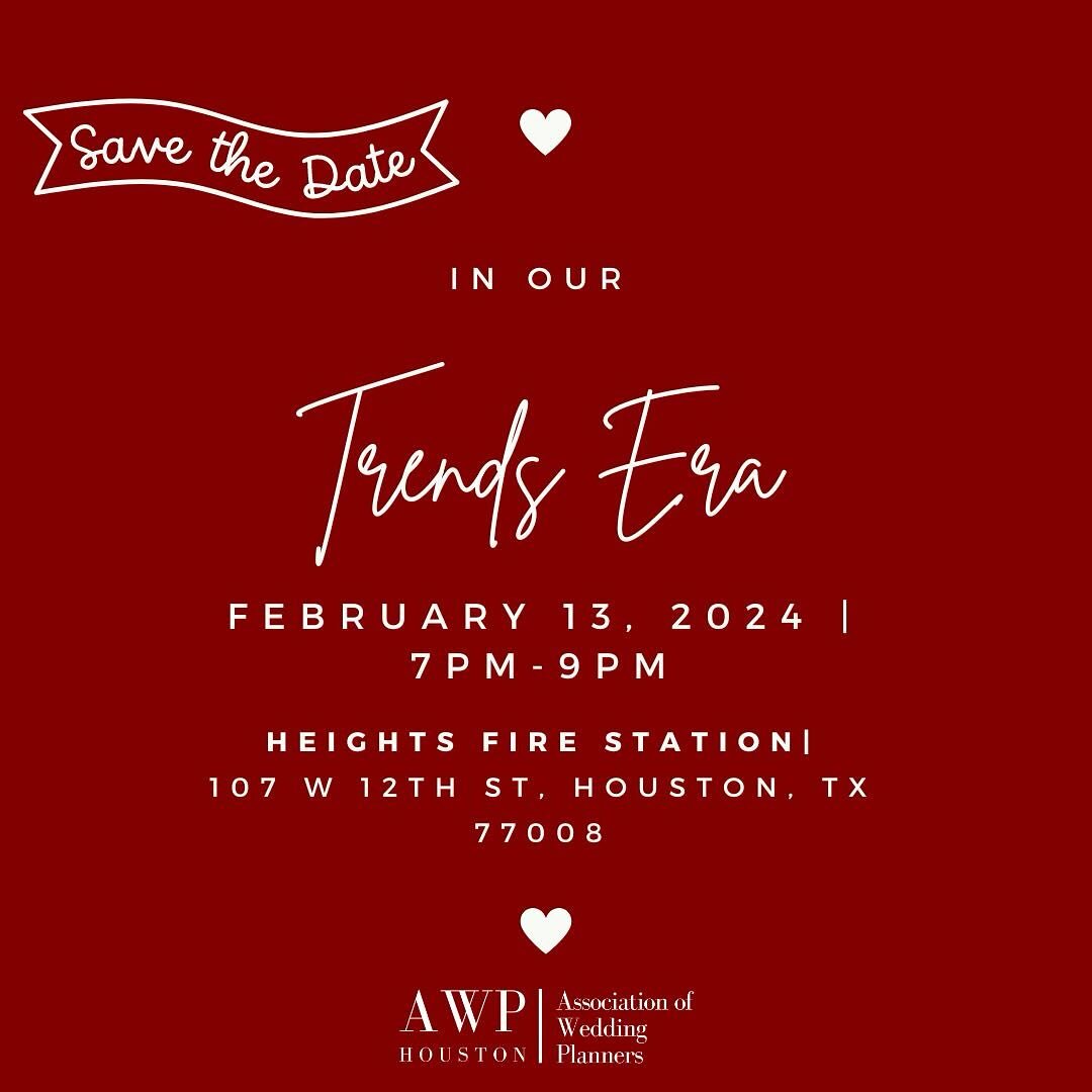 Are you ready for the first All-Industry event of the year!!! 

❣️ In Our Trends Era ❣️

Prepare to be dazzled at our February program hosted at the Historic Heights Fire Station. Immerse yourself in a delightful evening with the trendiest vendors in
