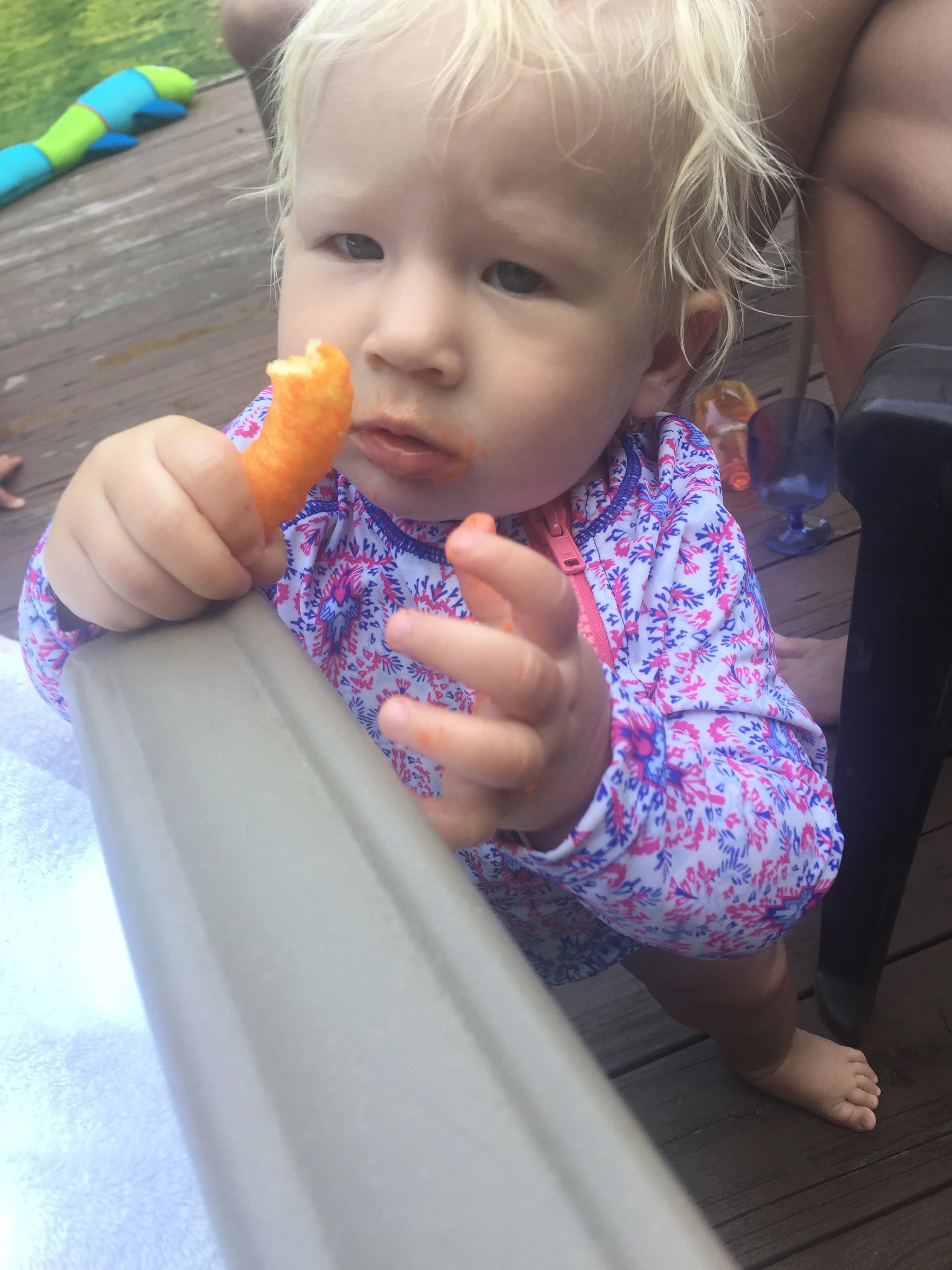 Such a guilty confession. I have an obsession with Cheetos but I'm only "allowed" to eat them twice a year and the Lake House is one of those times. This year, we introduced my adorable 1 year old niece to Cheetos and now she understands my obsession. I mean, did you watch that video of her feeding my (future) sister-in-law by the handful? 