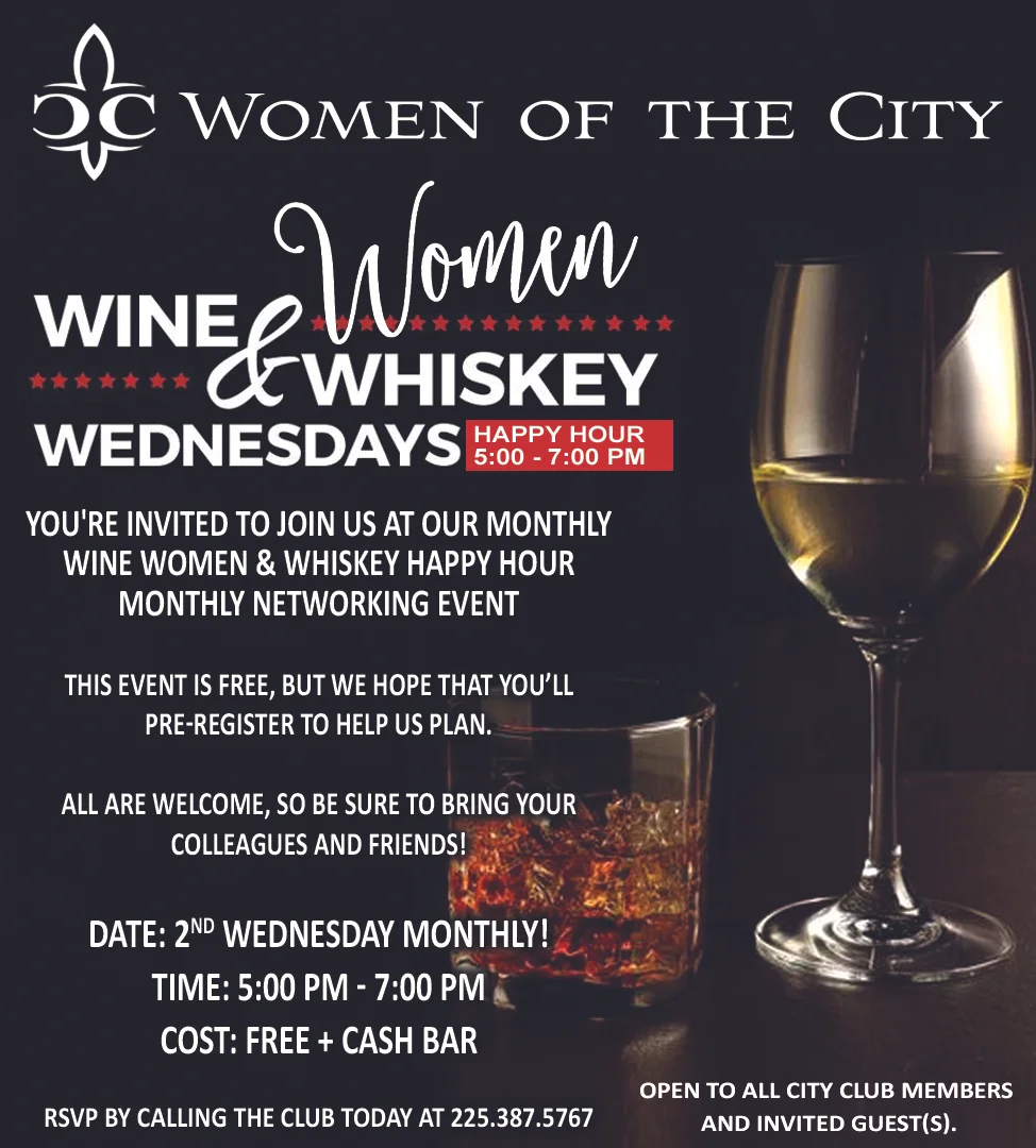 You're invited to join us the Women of the City Club committee for an evening of networking with other business women and men in a warm and friendly environment and share ideas, leads, referrals and resources, every 2nd Wednesday of each Month!